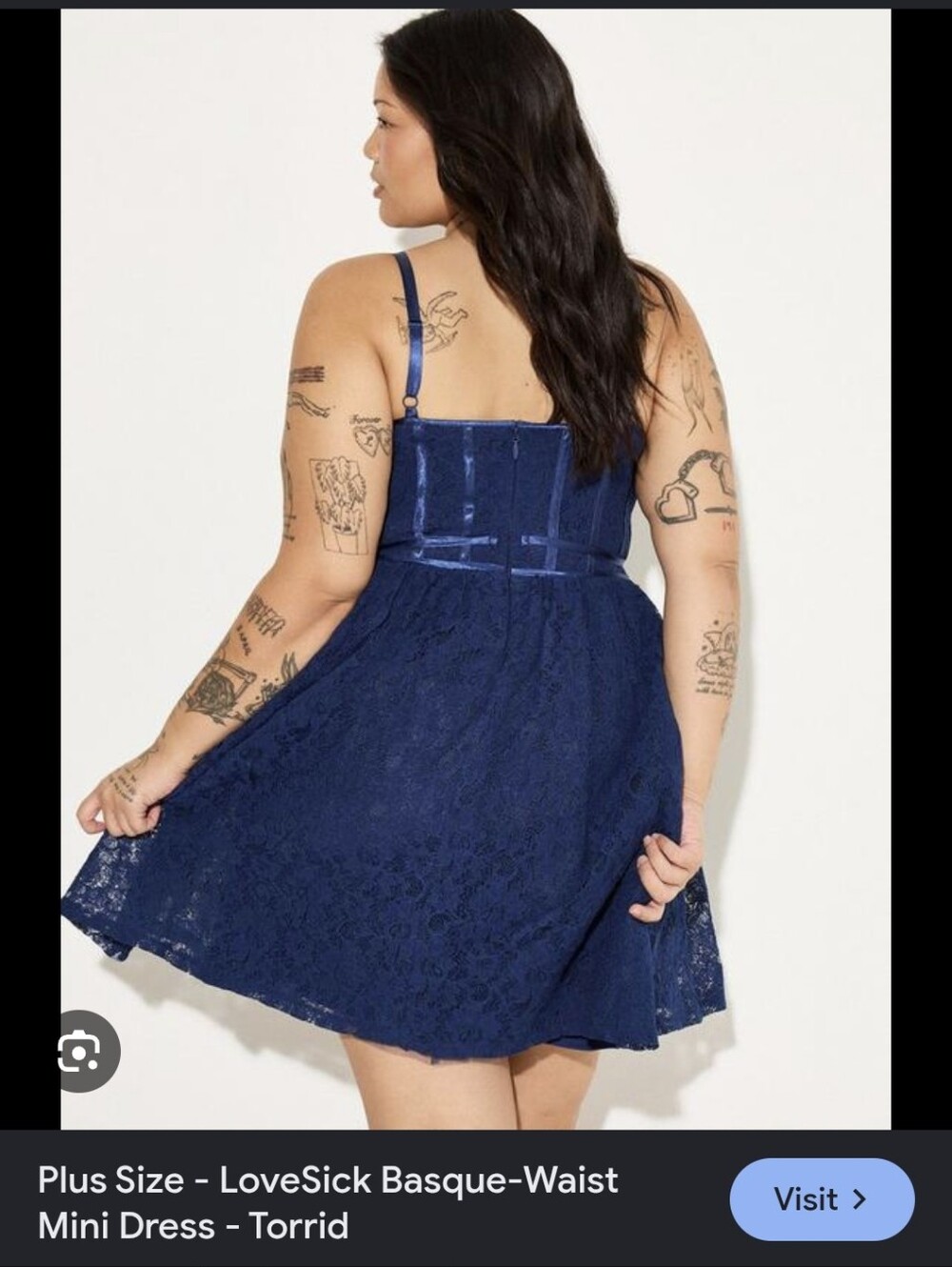 torrid Navy Blue Lace Basque-Waist Mini Dress - Picture 2 of 8
